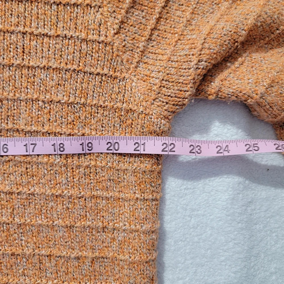 Solitaire Orange Pullover Mock Neck Sweater Eyelash Hem Textured Knit Size M - Picture 10 of 12